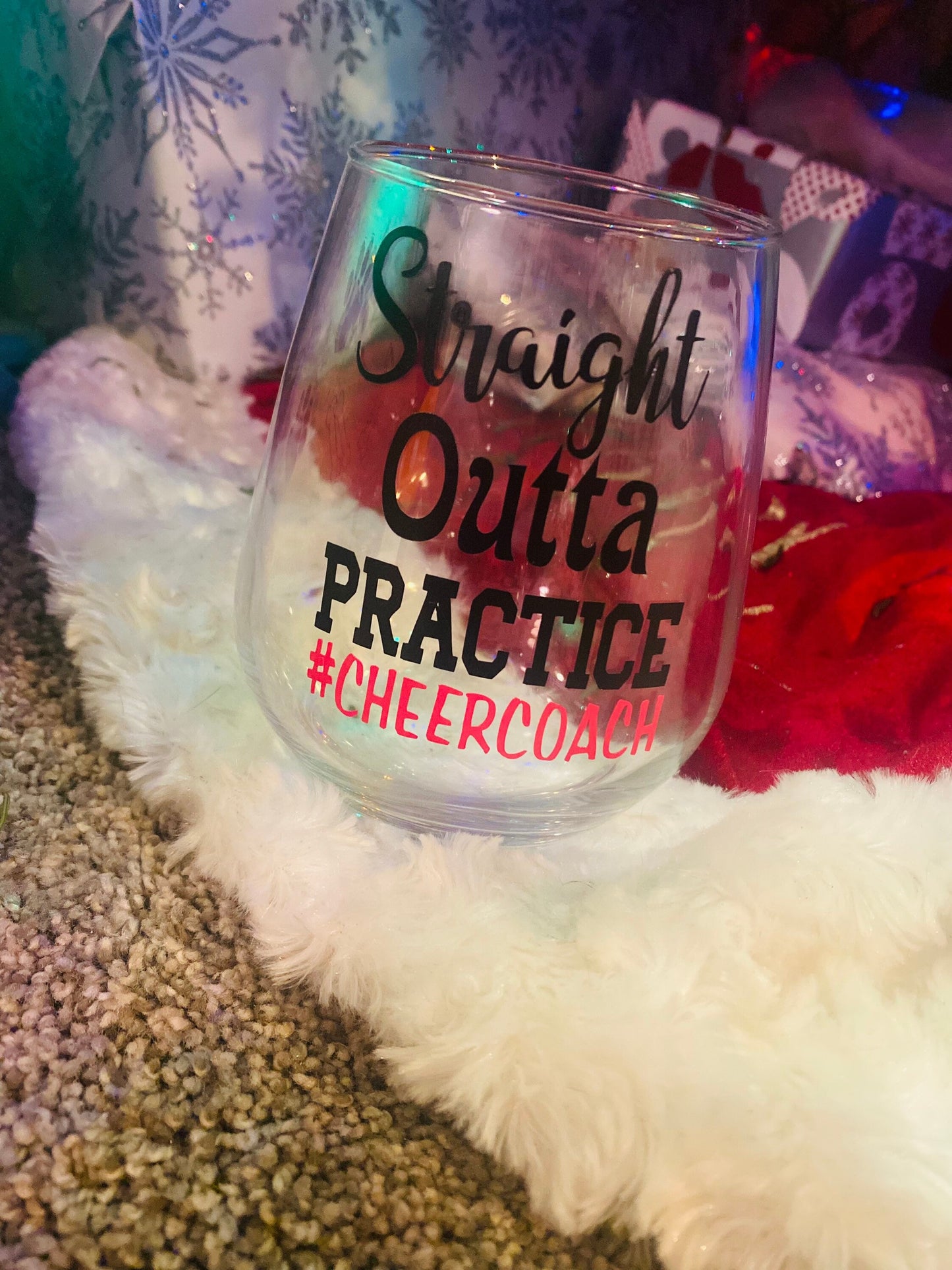 Straight Outta  Cheer  wine glass